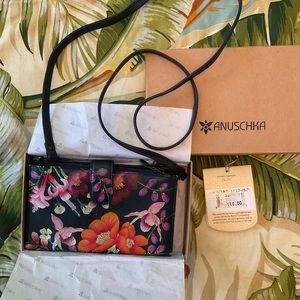 Anuschka Hand Painted Cell Phone Case & Wallet - New In Box